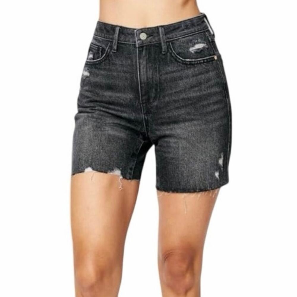 Judy Blue XL Rigid Front Stretch Back Black Shorts
